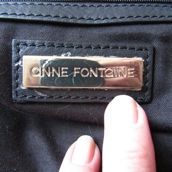 Anne Fontaine "Parisa Baby" Black Floral Leather Purse Bag-Double Handles-Medium - Picture 10 of 14